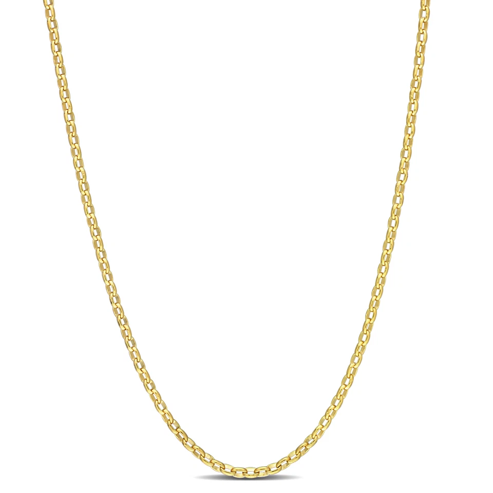 Amour Yellow Plated Sterling Silver 1.8mm Rolo Chain Necklace - 18 in.