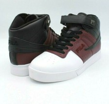 NEW 2019 MEN'S FILA VULC 13 MID PLUS BLACK BURGUNDY CLASSIC HIGH TOP SNEAKERS