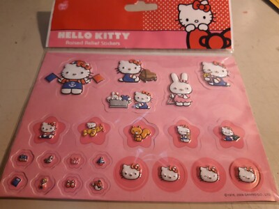 HELLO KITTY Raised Relief Stickers SANRIO Set of 22 Orig. Blister Subjects