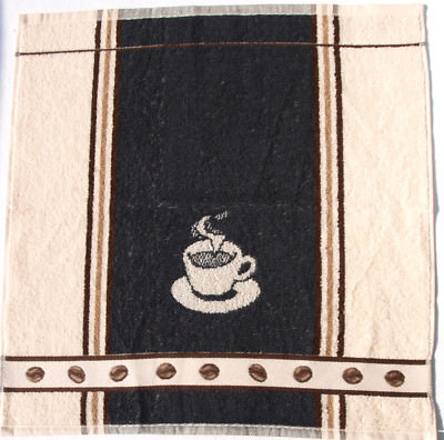 2x Handtücher Kaffee Frottee Kracht Küche Tücher Espresso Bohnen Tasse Grau