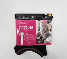 Cuddl Duds WARM LAYERS 2 Piece Girls Size Small 6/6X Base Layer Black  Pink NEW