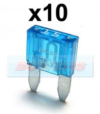 Pack of 10 12v 24v Volt 15A Amp Blue Mini Blade Fuses Car Van Marine