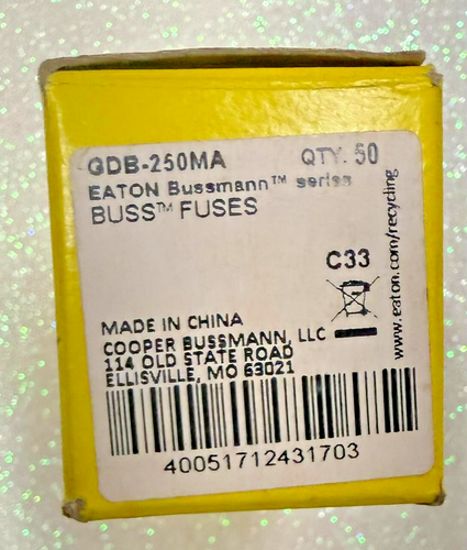 Pack of 95 PCS BUSSMANN GDB-F250MA BUSS FUSES - Picture 4 of 7