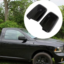 NEW ABS Gloss Black Mirror Covers For 2009-2018 Dodge Ram 1500 W/O Turn Signal