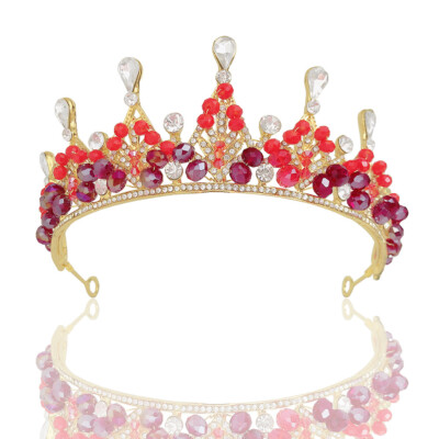 5.5cm Tall Crystal Red Purple Tiara Crown Wedding Party Pageant Prom 2 Colours