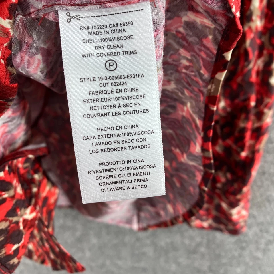 Camisa Equipamiento Mujer L Grande Roja Geométrica Cuello Abotonado Manga Larga Foto 4 de 4