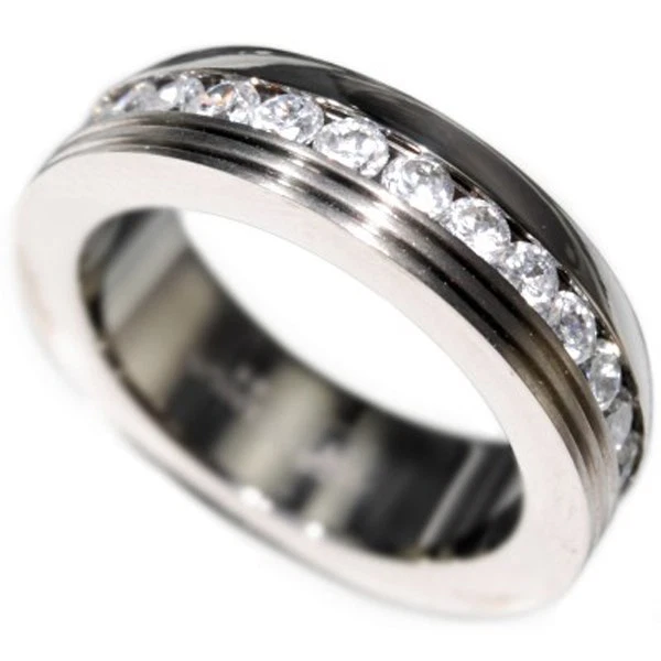 ANILLOS ALIANZA TITANIO BODA ETERNIDAD PIEDRA BRILLANTE 1,65 CTW talla 10,11,12 Foto 3 de 3