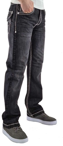 Peviani Niño Niños Vaquero – Diseñador Streetwear Bordado Bolsillos -negro - Foto 3 di 4
