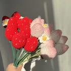 Artificial Knitted Strawberry Fruit Flower Handmade Woven Braided Floral Bouquet