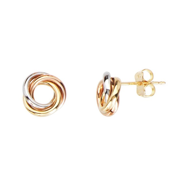 14K Solid Tricolor Gold Love Knot Post Earring eBay