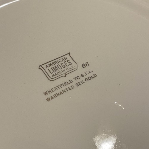 American Limoges Wheatfield Warranted 22 K Gold Dinner Plate 10” Fluted Read - Picture 7 of 7