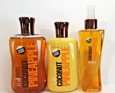 Bath Body Works Signature Coconut Pineapple Lotion Shower Gel Fragrance Mist SET