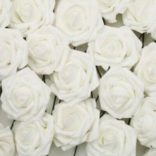 50Pcs Large 7CM Artificial Flowers Foam Rose Heads Wedding Party Decor Bouque UK