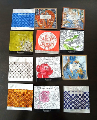 12x Fragonard Perfume Sample Towelettes: Fragonard-Pivoine-Rose de Mai-Belle etc