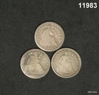 LOT OF 3 SEATED LIBERTY HALF DIMES 1840 FAIR NO DRAP, 1857 F, 1854 ARR AG #11983