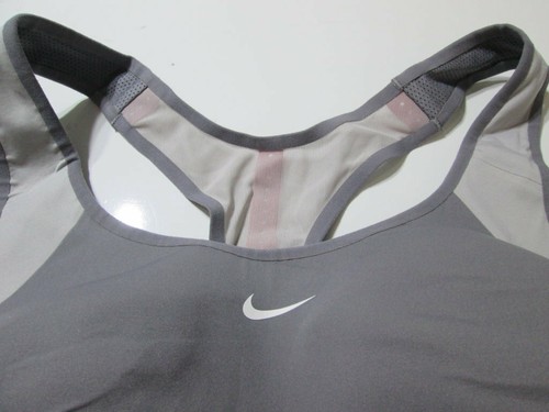 Nike Sport Bra Size M Gray Wireless Lined Racerback Pullover Logo Athleticwear - Picture 3 of 6