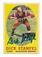 DICK STANFEL 1958 Topps Signed Autographed card #39 Washington Redskins COA