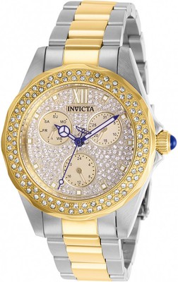 Invicta Mujer Ángel Cronómetro 100m Cristales Dos Tonos Invicta 28433 Angel Reloj para Mujer acero inoxidable