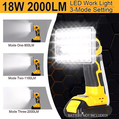 Cordless LED Work Light for Dewalt 20v max Li-ion Battery DCB205 Flashlight 18W
