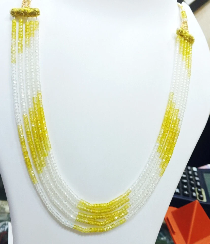 Collana Zircone A Facetta In Zircone Semiprezioso Di Qualità AAA A 5 Fili - Immagine 2 di 4