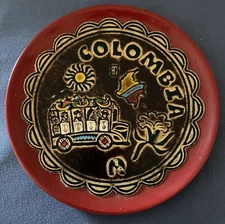 Wooden Wall Plaque/key Holder Dish From Colombia Artesanias El Zipa  Vintage