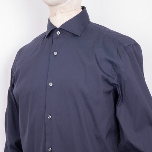HUGO BOSS Slim-Fit Navy Blue Stretch Cotton Buisness Travel Flight Shirt 15.5 39 - Picture 9 of 13