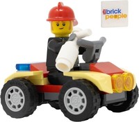 Lego Stadt: Feuerwehrmann Clemmons Minifigur Mit Feuer Quad