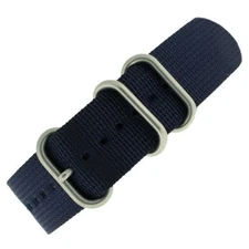 Watch Band Nylon One Piece Navy Blue Stainless Steel Buckle 18mm - 22mm