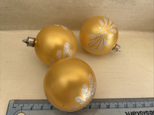 Four  Butterscotch Yellow Christmas Tree Baubles Approx 6 cm - RARE