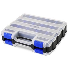 weyleity Small Parts Organizer Storage Case 12.6 x 10.6 x 3.2 inches, Blue