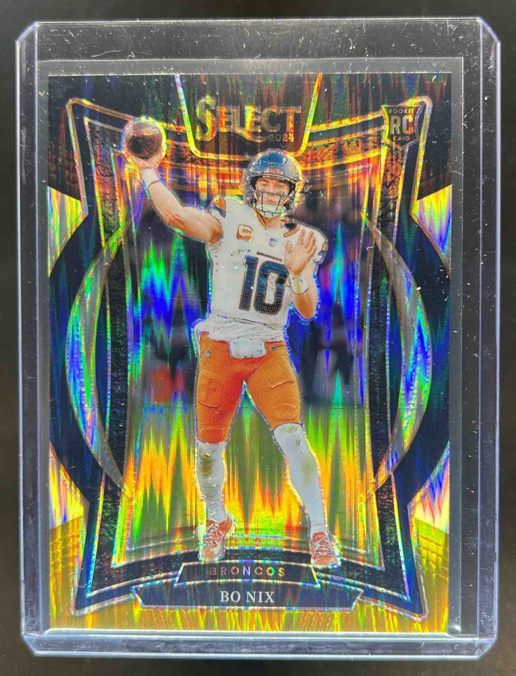 2024 Select Bo Nix Concourse RC Black and Gold Prizm Shock #30 Broncos