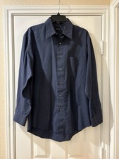 Arrow men Navy White Check Wrinkle Free Long Sleeve Button Up Shirt sze Medium