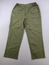 Vintage Boy Scouts Cargo Pants Mens 36x30 Green Elastic Waist Cotton Union Made