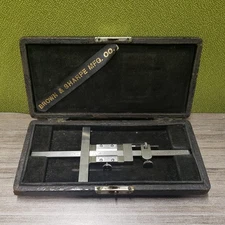 Vintage Brown & Sharpe No. 600 Vernier Depth Micrometer Gauge 5” USA with Case