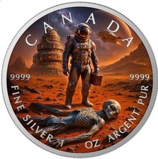 2025 Canada Maple Leaf Colorized Dead Planet Edition 1 oz Silver Coin