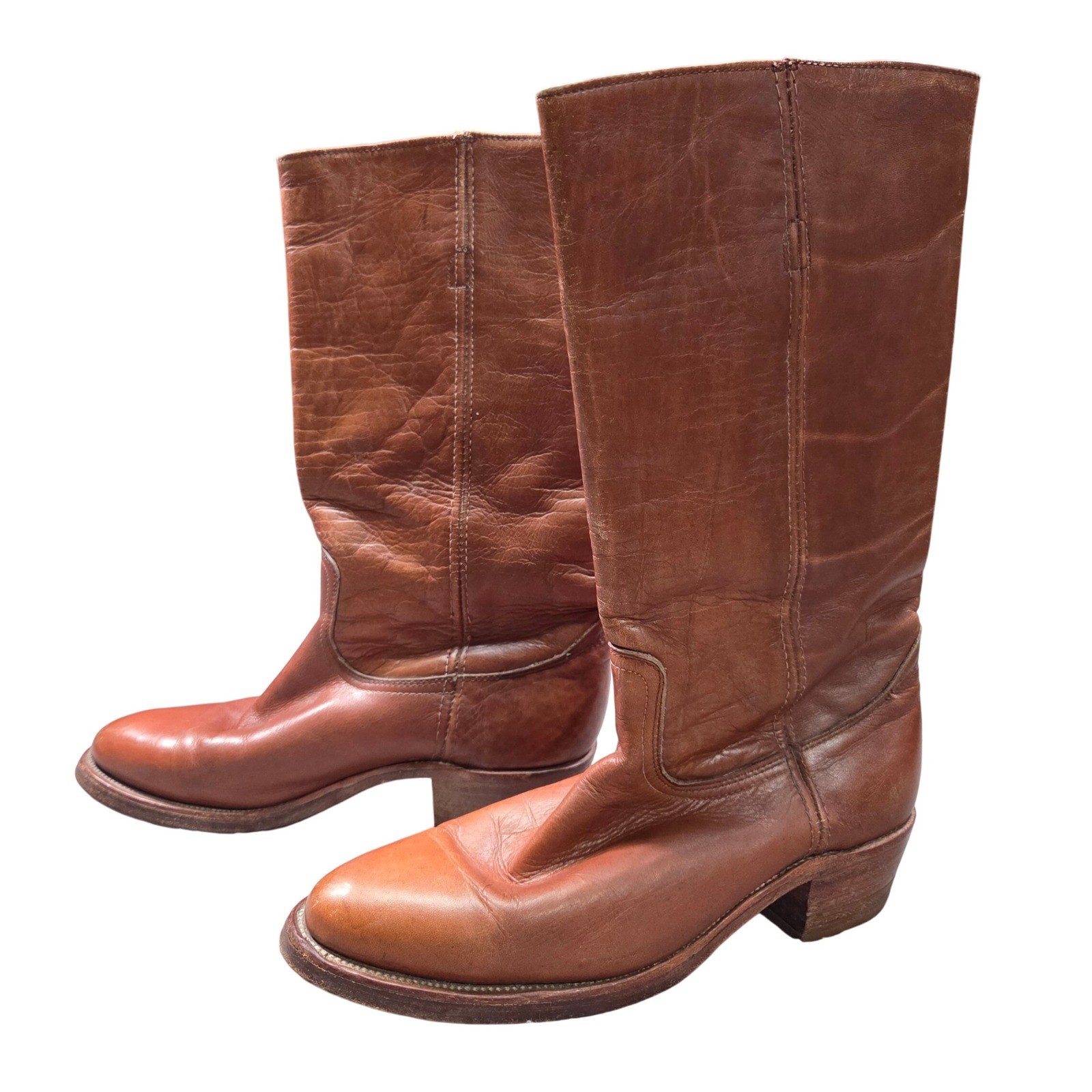 Vintage Frye Campus Boots Mens 9.5 D Brown Leather Made USA 2595 Western Cowboy
