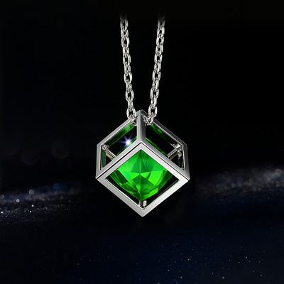 Magic Cube Emeraldgreen Crystal Car Charm Hang Pendant Decor for Rearview Mirror