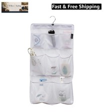 8 Pockets Mesh Shower Organizer Hanging Caddy with Rotating Hanger Quick Dry ...