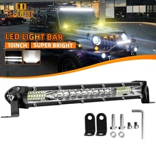 10" LED Light Bar 520W Single Row Spot Flood Combo Work Pickup Boat SUV ATV 4WD