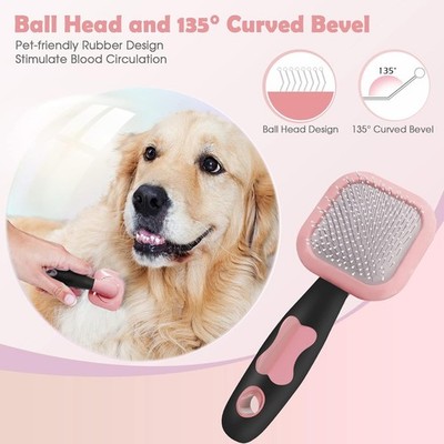 PETPAWJOY Gentle Hair Brush Shedding Slicker CATS DOGS Cleaning Pin Shedding, Sm