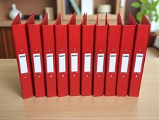 Consortium  A4  Ring Binder Files : 10 PACK. 2 Ring Durable. Pillar Box Red