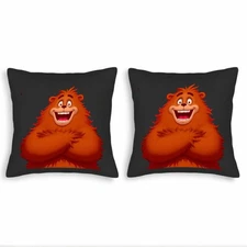 Set of 2 18x18in Throw Pillow Covers - Cheerful Cartoon Bear Design 
