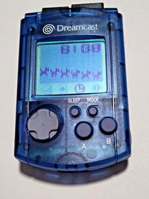 Sega Dreamcast VMU HKT-7000 Visual Memory Unit Transparent Blue Tested Works OEM