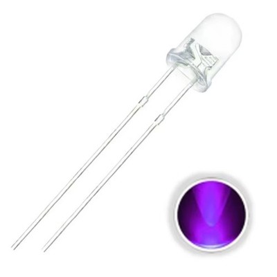 Clear UV / Purple LED 3mm 3V Super Bright Transparent - 5x 10x 25x 50x 100x Pkgs