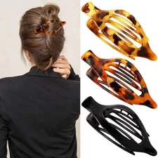 Flat Hair Clips Duckbill Large Claw Clips for Thick Leopard Print and Black 3