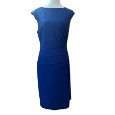 Catherine Maladrino Blue Sheath Dress Sleeveless Size 8 Bodycon