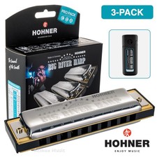 Hohner Big River Harp Diatonic Harmonica BGRVR-3PK, Set of 3 Keys C, A, G