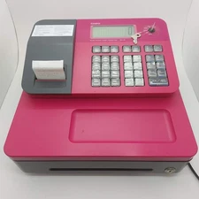 Casio SE-G1 Cash Register POS System Magenta Pink W/ Keys - Tested Works 