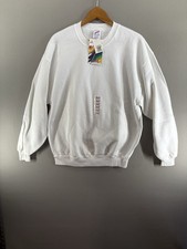 Vintage JERZEES Sweatshirt Crewneck Retro White Large Crew NWT Deadstock