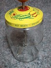 Vintage Glass Food Chopper/Measuring Jar, Yellow Lid, Red Wooden Knob — photo 6